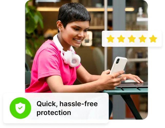 Happy customer using mobile