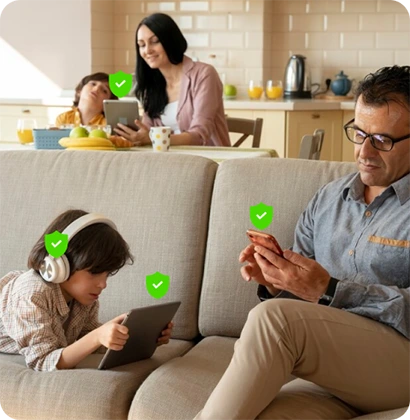 Family using multiple devices, protected by protection plan