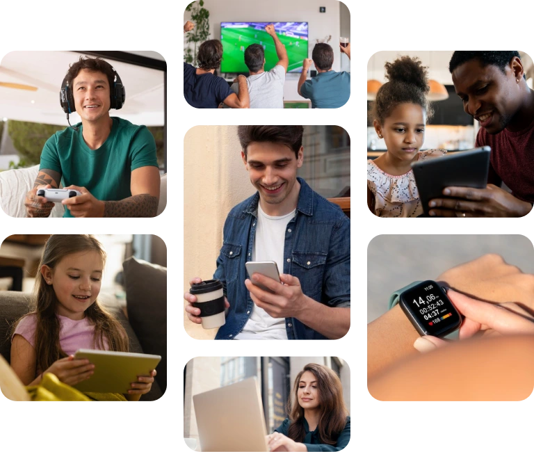 People are enjoying using their electronic devices
