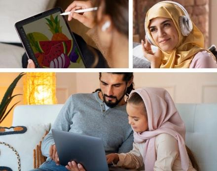 People using their electronic devices